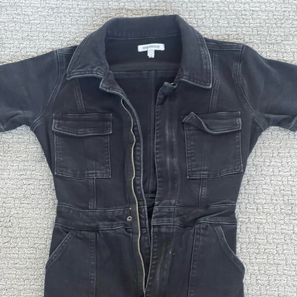 Black denim jumpsuit